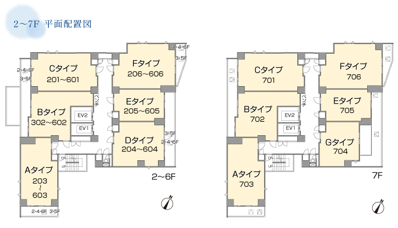 2～7F平面配置図