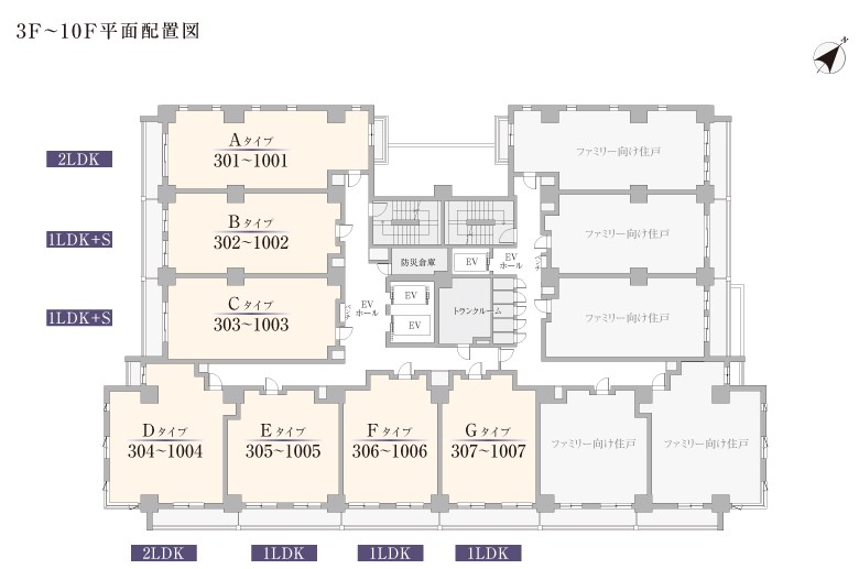 3F~10F平面配置図