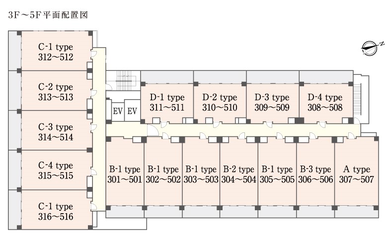 3F~5F平面配置図