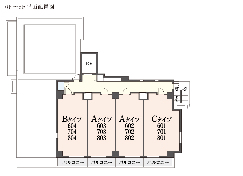 6F~8F平面図配置