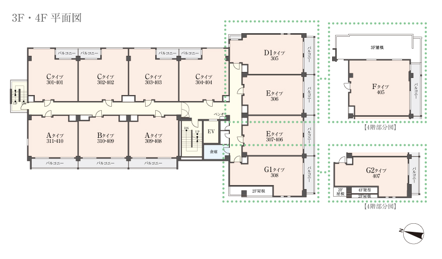 3F・4F 平面図